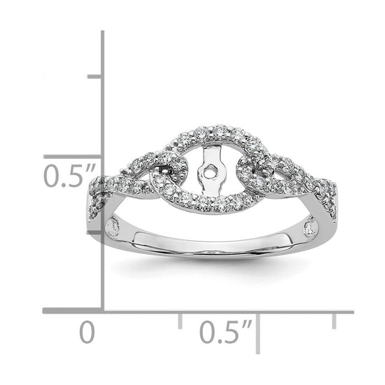 14k White Gold Criss-Cross Peg Set 1/3 carat Diamond Semi-mount Engagement Ring