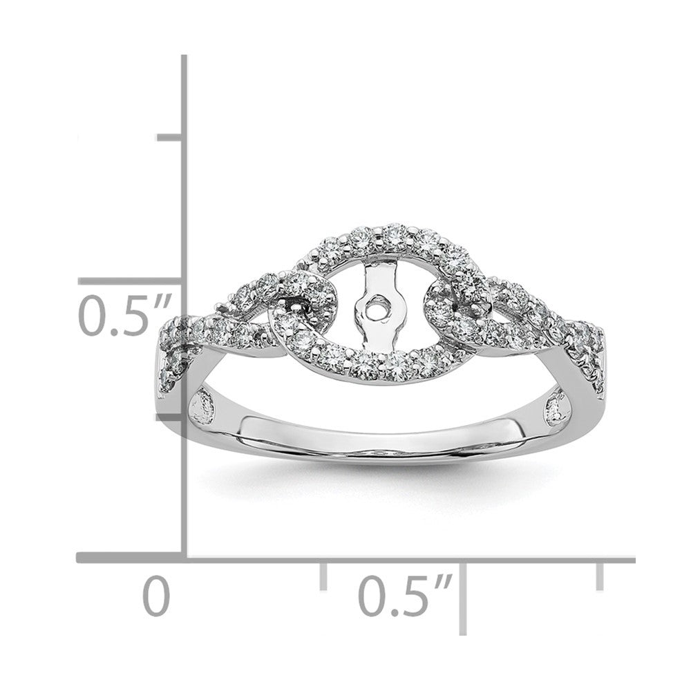 14k White Gold Criss-Cross Peg Set 1/3 carat Diamond Semi-mount Engagement Ring