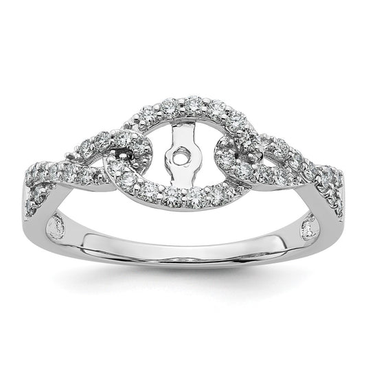 14k White Gold Criss-Cross Peg Set 1/3 carat Diamond Semi-mount Engagement Ring