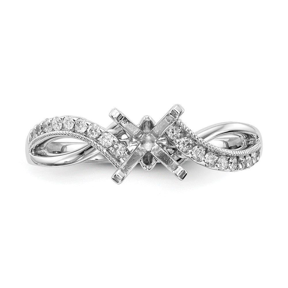 Peg Set Diamond Semi-mount Criss-Cross Engagement Rings