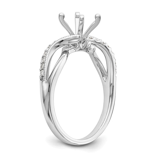 Peg Set Diamond Semi-mount Criss-Cross Engagement Rings