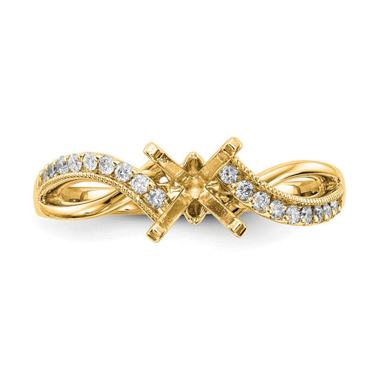 Peg Set Diamond Semi-mount Criss-Cross Engagement Rings