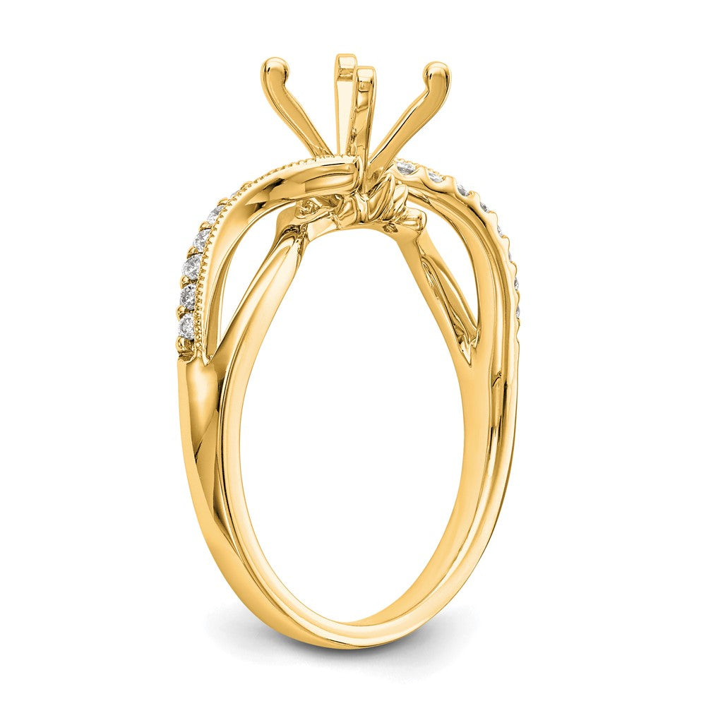 Peg Set Diamond Semi-mount Criss-Cross Engagement Rings