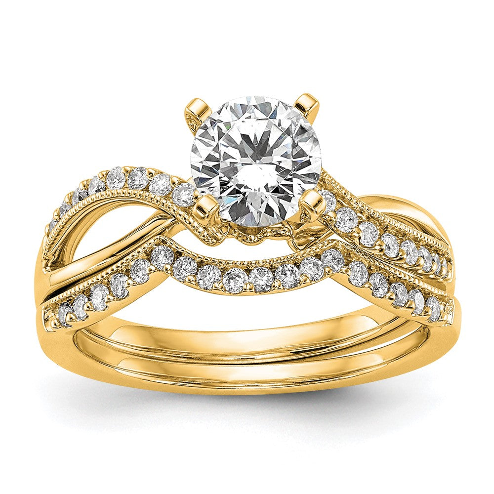 Peg Set Diamond Semi-mount Criss-Cross Engagement Rings