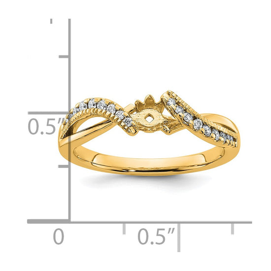 Peg Set Diamond Semi-mount Criss-Cross Engagement Rings