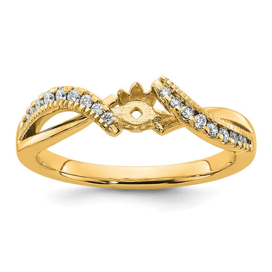 Peg Set Diamond Semi-mount Criss-Cross Engagement Rings
