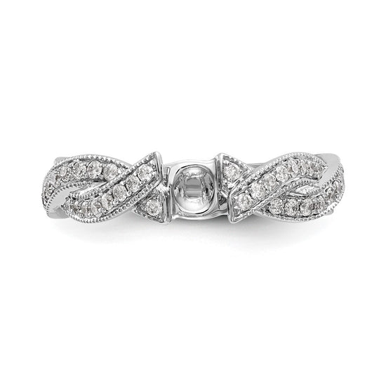 Peg Set Diamond Semi-mount Criss-Cross Engagement Rings
