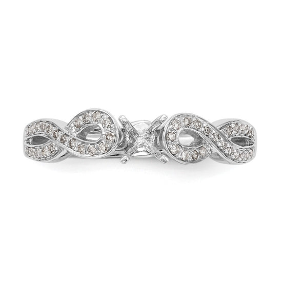 Peg Set Diamond Semi-mount Criss-Cross Engagement Rings