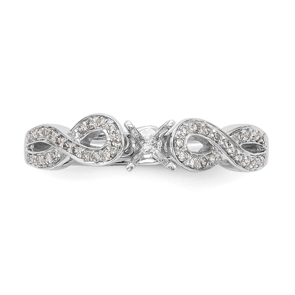 Peg Set Diamond Semi-mount Criss-Cross Engagement Rings