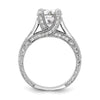 14K White Gold (Holds 1 carat (6.5mm) Round Center) 1/3 carat Diamond Semi-Mount Engagement Ring