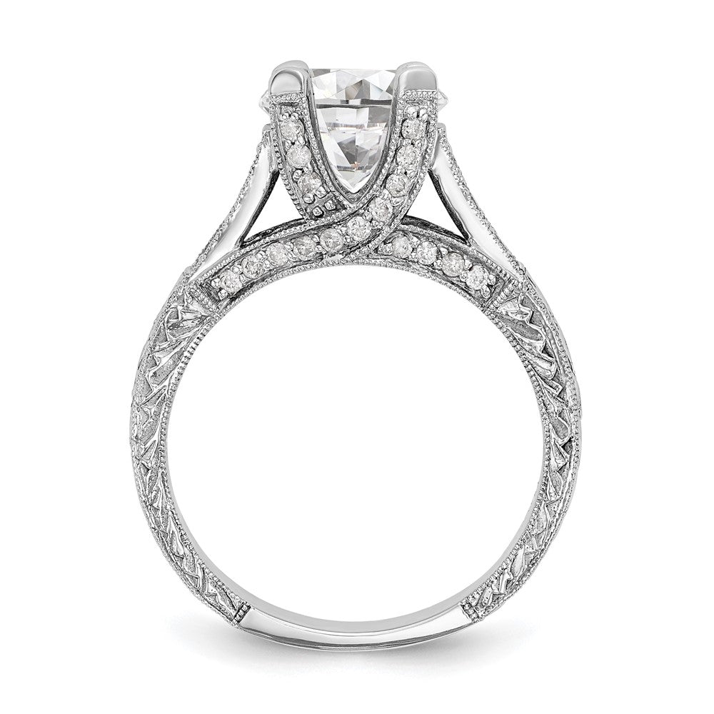 14K White Gold (Holds 1 carat (6.5mm) Round Center) 1/3 carat Diamond Semi-Mount Engagement Ring