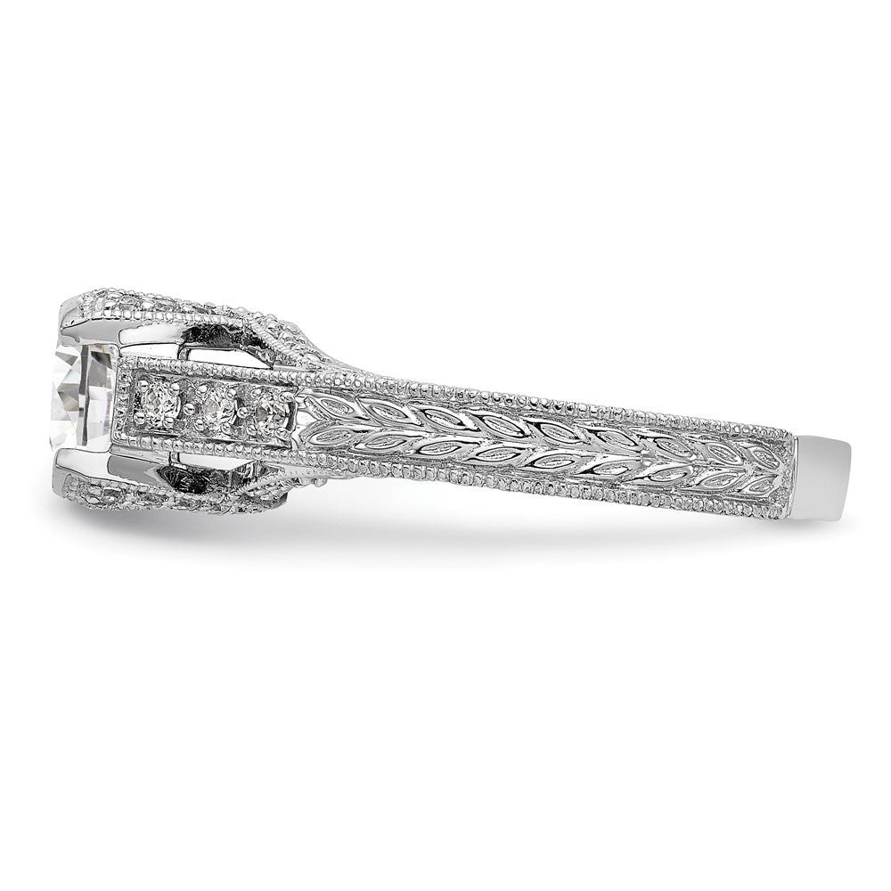 14K White Gold (Holds 1 carat (6.5mm) Round Center) 1/3 carat Diamond Semi-Mount Engagement Ring