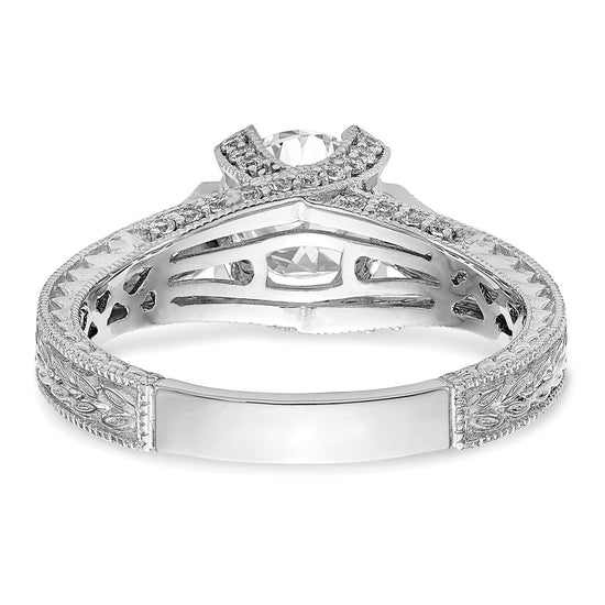 14K White Gold (Holds 1 carat (6.5mm) Round Center) 1/3 carat Diamond Semi-Mount Engagement Ring