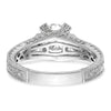 14K White Gold (Holds 1 carat (6.5mm) Round Center) 1/3 carat Diamond Semi-Mount Engagement Ring
