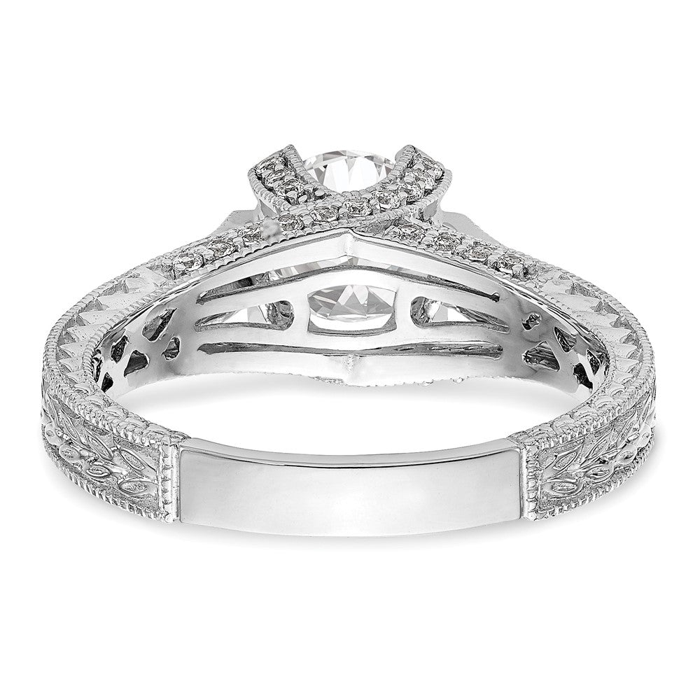 14K White Gold (Holds 1 carat (6.5mm) Round Center) 1/3 carat Diamond Semi-Mount Engagement Ring