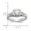 14K White Gold (Holds 1 carat (6.5mm) Round Center) 1/3 carat Diamond Semi-Mount Engagement Ring