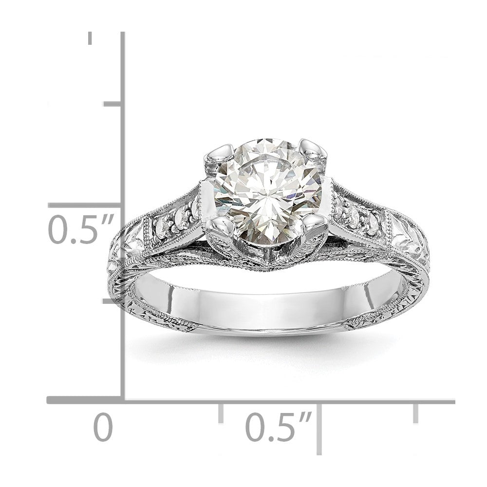 14K White Gold (Holds 1 carat (6.5mm) Round Center) 1/3 carat Diamond Semi-Mount Engagement Ring
