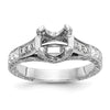 14K White Gold (Holds 1 carat (6.5mm) Round Center) 1/3 carat Diamond Semi-Mount Engagement Ring