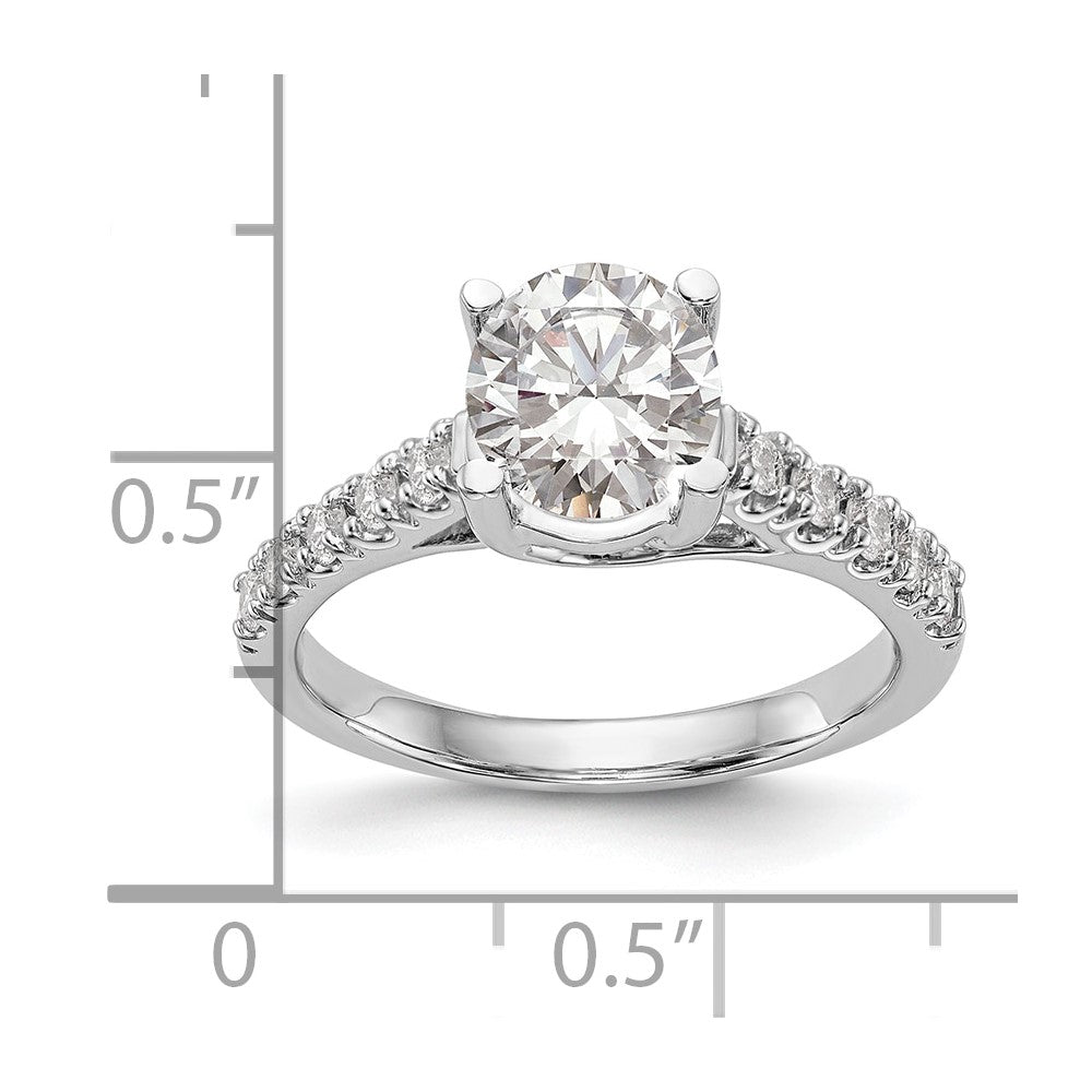 14k White Gold (Holds 1.5 carat (7.5mm) Round Center) 1/3 carat Diamond Semi-Mount Engagement Ring