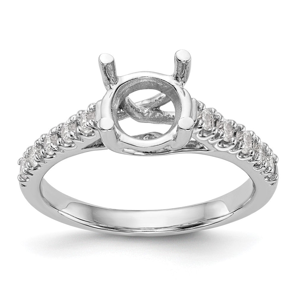 14k White Gold (Holds 1.5 carat (7.5mm) Round Center) 1/3 carat Diamond Semi-Mount Engagement Ring