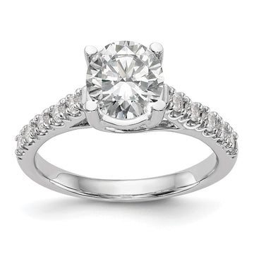 14k White Gold (Holds 1.5 carat (7.5mm) Round Center) 1/3 carat Diamond Semi-Mount Engagement Ring