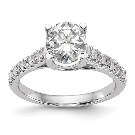 14k White Gold (Holds 1.5 carat (7.5mm) Round Center) 1/3 carat Diamond Semi-Mount Engagement Ring