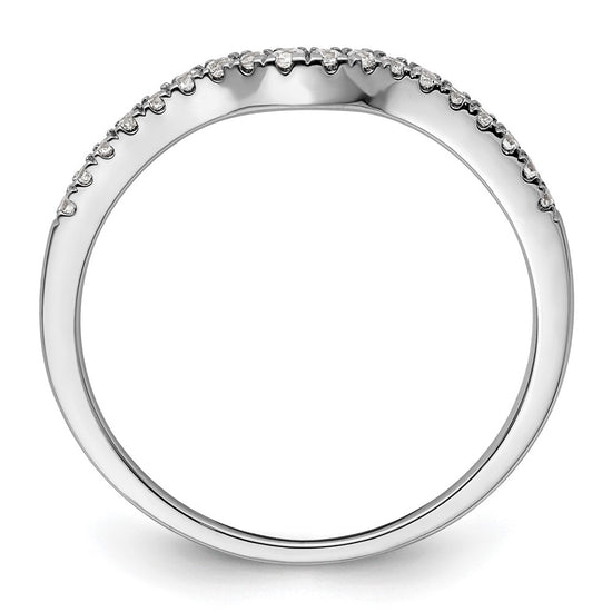 14k White Gold 1/8 carat Diamond Contoured Complete Wedding Band