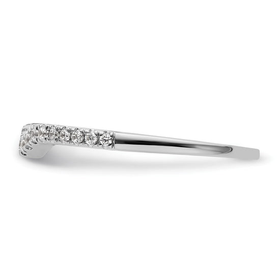 14k White Gold 1/8 carat Diamond Contoured Complete Wedding Band