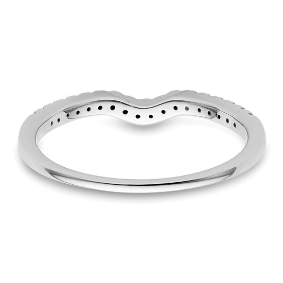14k White Gold 1/8 carat Diamond Contoured Complete Wedding Band