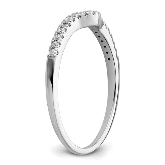 14k White Gold 1/8 carat Diamond Contoured Complete Wedding Band