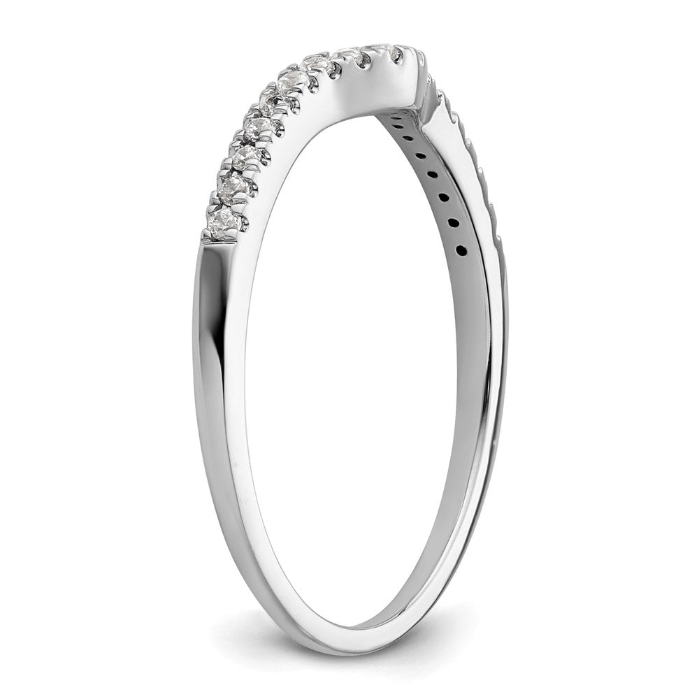 14k White Gold 1/8 carat Diamond Contoured Complete Wedding Band