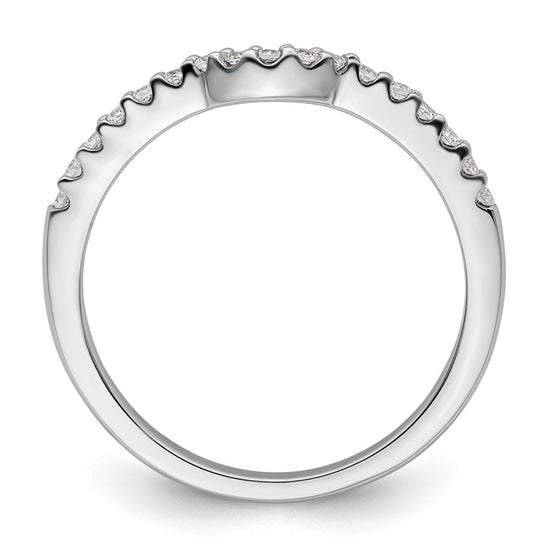 14k White Gold 1/8 carat Diamond Contoured Complete Wedding Band
