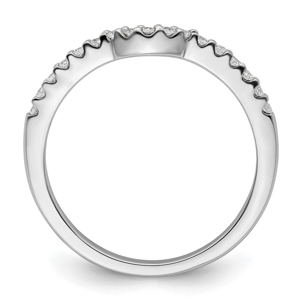 14k White Gold 1/8 carat Diamond Contoured Complete Wedding Band