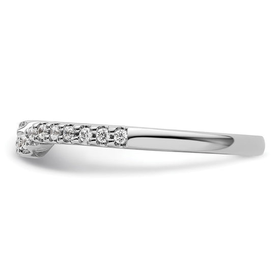 14k White Gold 1/8 carat Diamond Contoured Complete Wedding Band