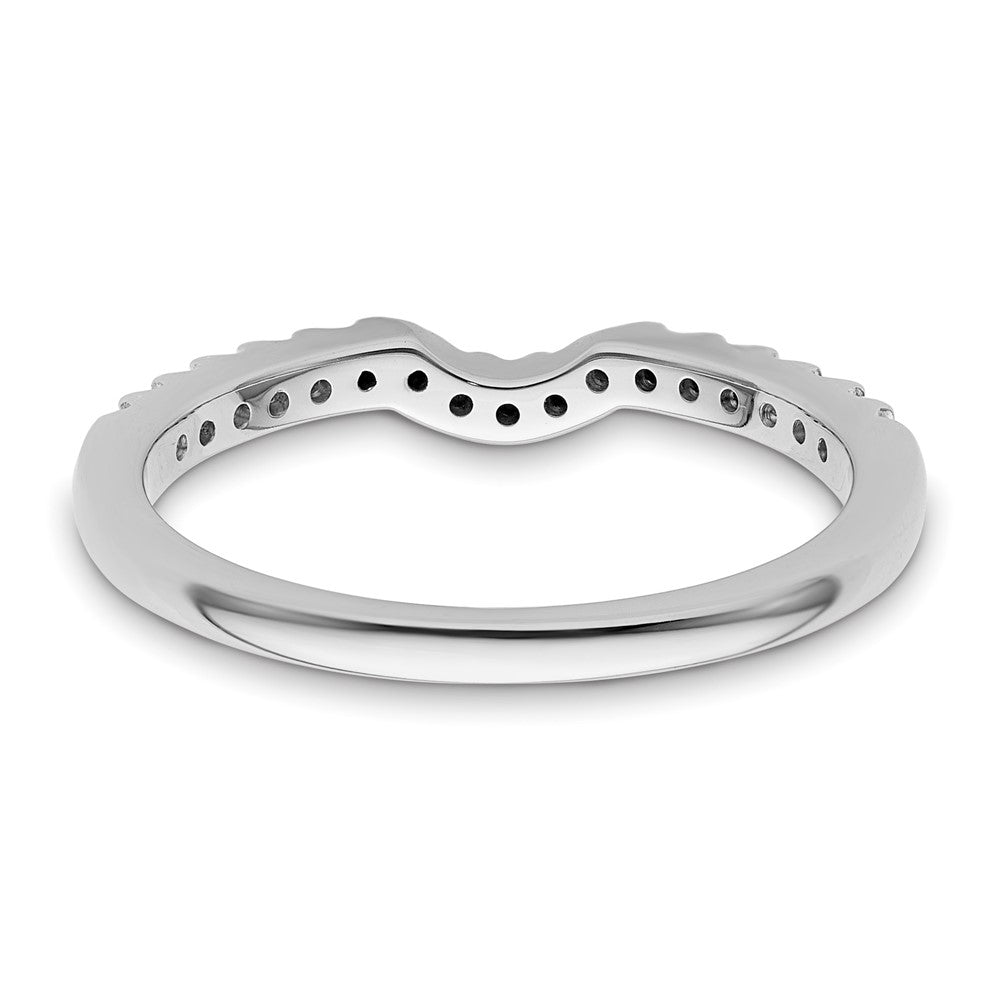 14k White Gold 1/8 carat Diamond Contoured Complete Wedding Band