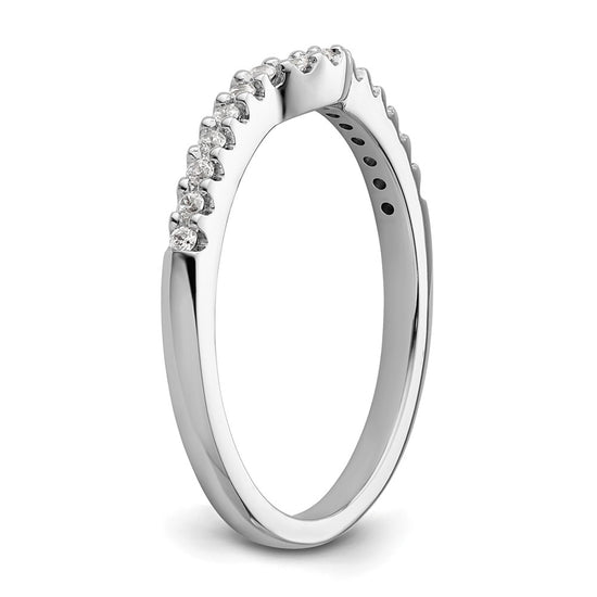 14k White Gold 1/8 carat Diamond Contoured Complete Wedding Band