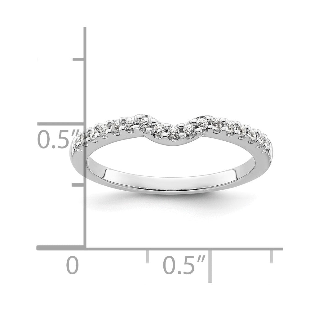 14k White Gold 1/8 carat Diamond Contoured Complete Wedding Band
