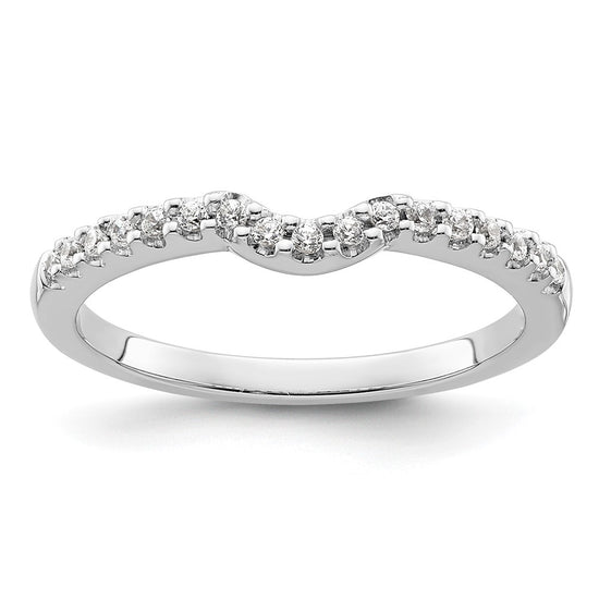 14k White Gold 1/8 carat Diamond Contoured Complete Wedding Band