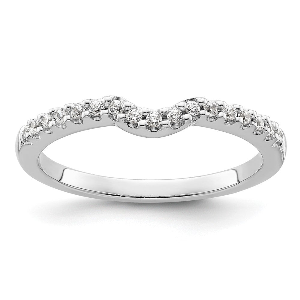 14k White Gold 1/8 carat Diamond Contoured Complete Wedding Band