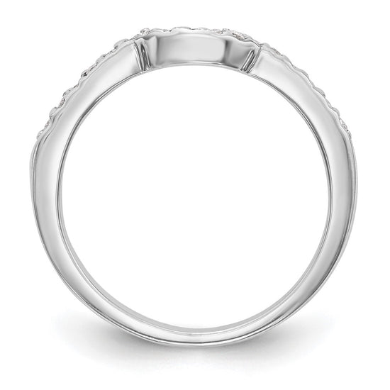 14k White Gold 1/8 carat Diamond Contoured Complete Wedding Band
