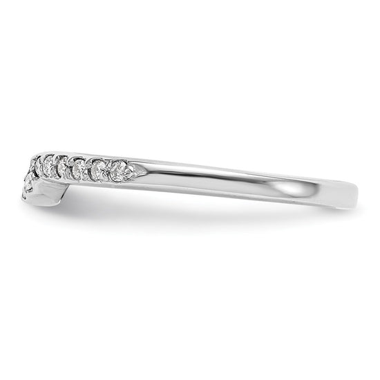 14k White Gold 1/8 carat Diamond Contoured Complete Wedding Band