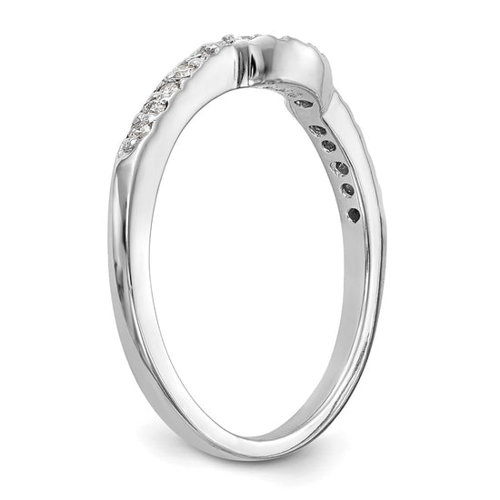 14k White Gold 1/8 carat Diamond Contoured Complete Wedding Band