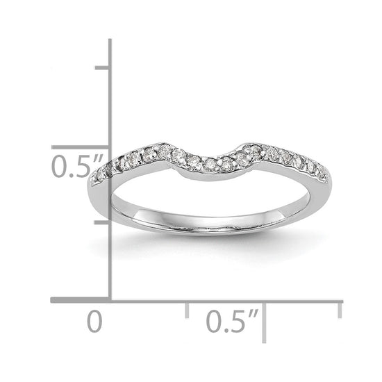 14k White Gold 1/8 carat Diamond Contoured Complete Wedding Band