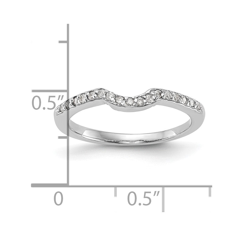 14k White Gold 1/8 carat Diamond Contoured Complete Wedding Band