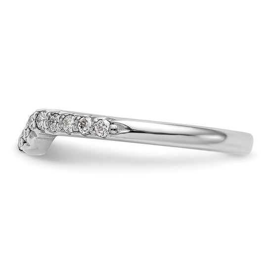 14k White Gold 1/4 carat Diamond Contoured Complete Wedding Band