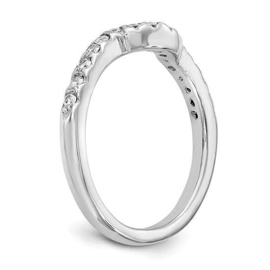 14k White Gold 1/4 carat Diamond Contoured Complete Wedding Band