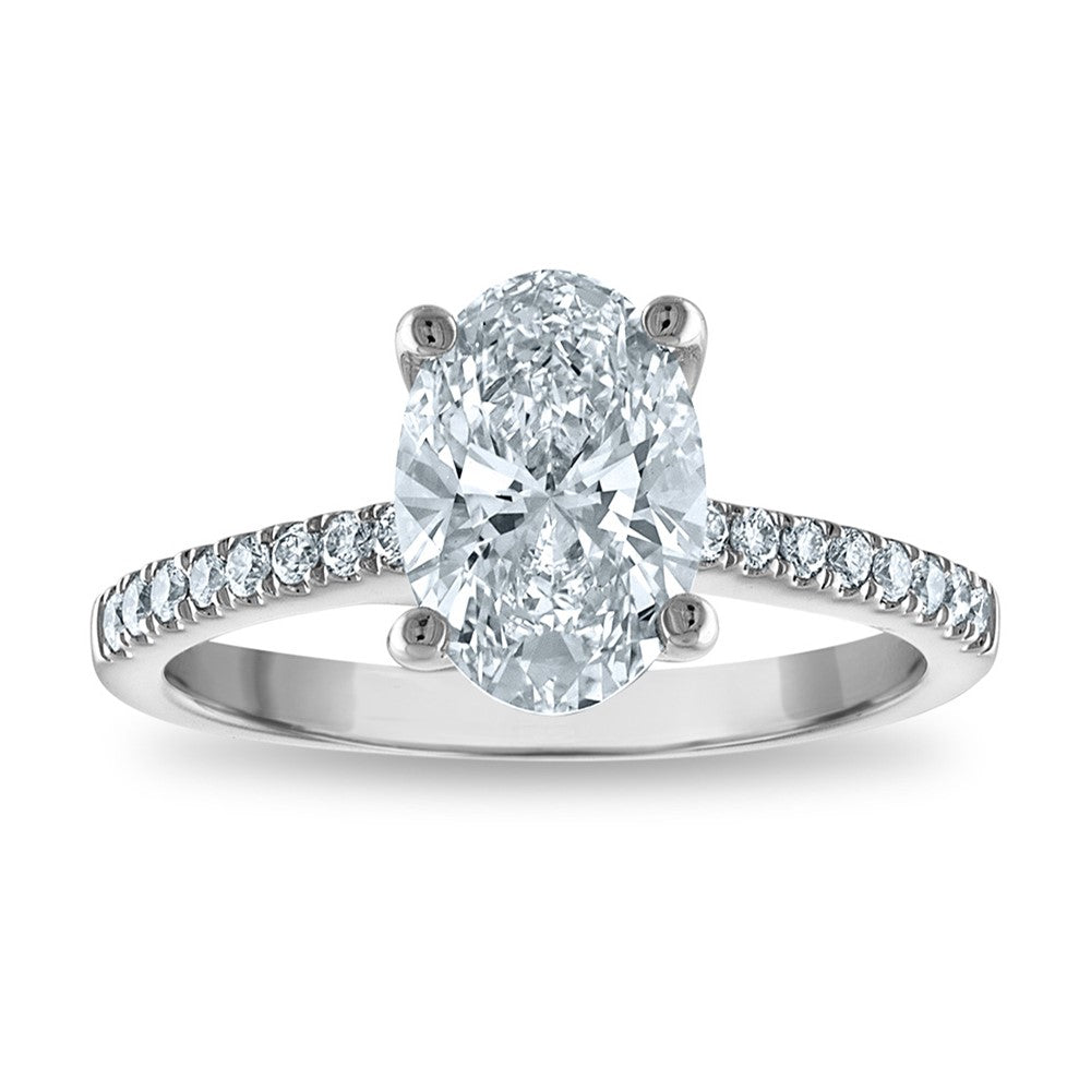 14kw Certified 1.71ct Oval Lab Grown VS/SI FGH Dia Complete Engagement Ring