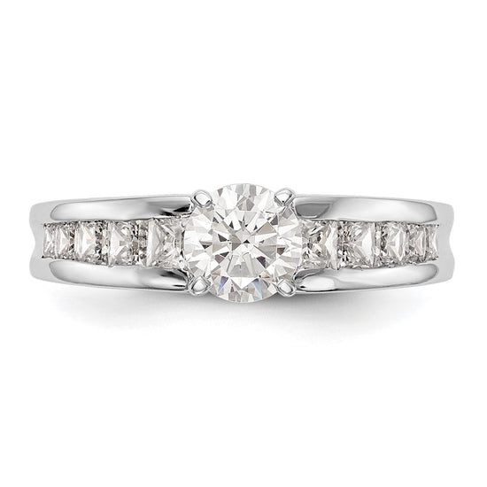 14K White Gold Peg Set 1 carat Channel-set Princess Diamond Semi-mount Engagement Ring