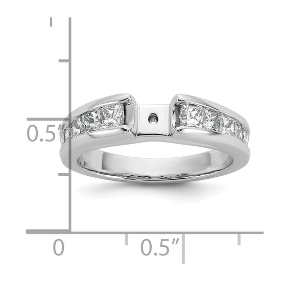 14K White Gold Peg Set 1 carat Channel-set Princess Diamond Semi-mount Engagement Ring