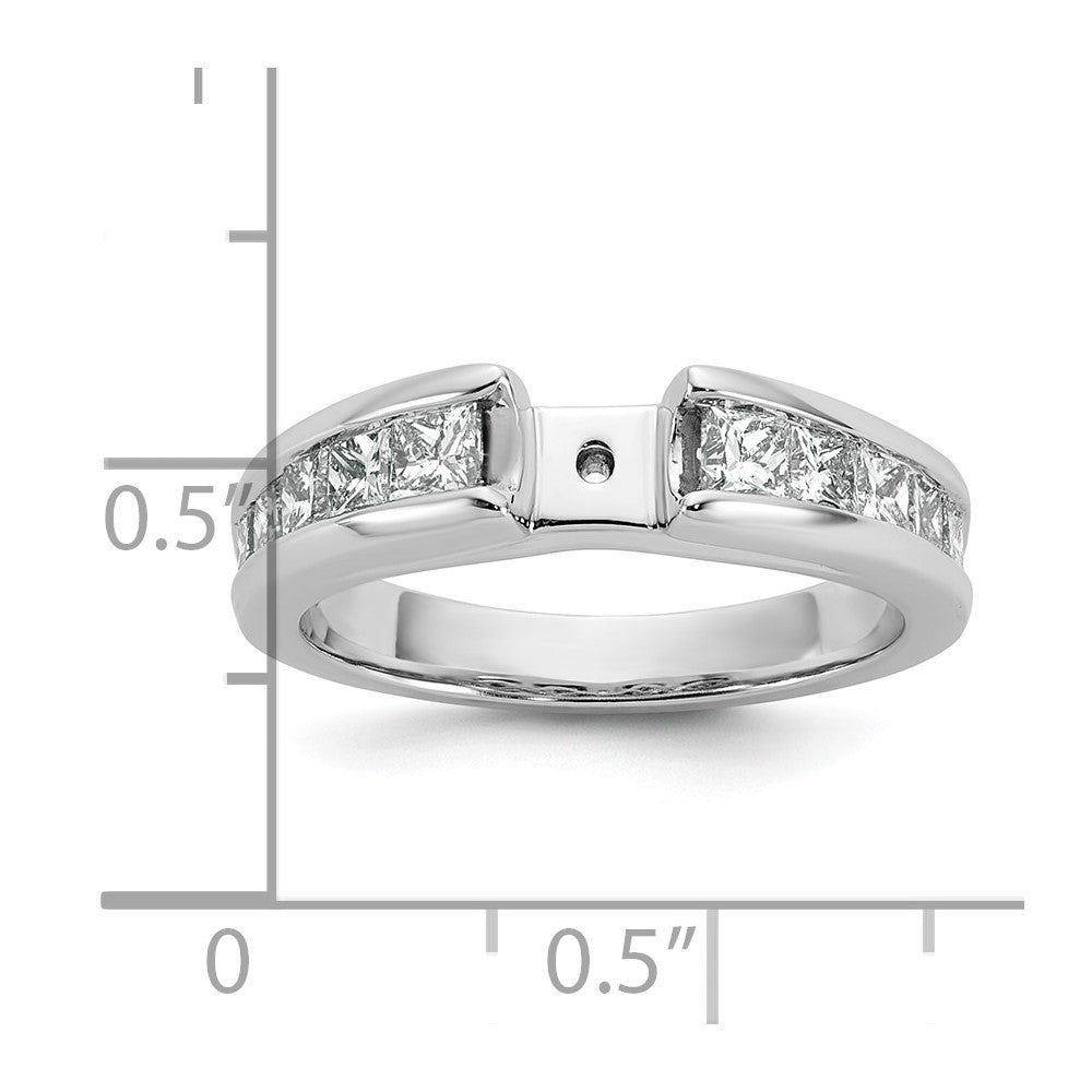 14K White Gold Peg Set 1 carat Channel-set Princess Diamond Semi-mount Engagement Ring